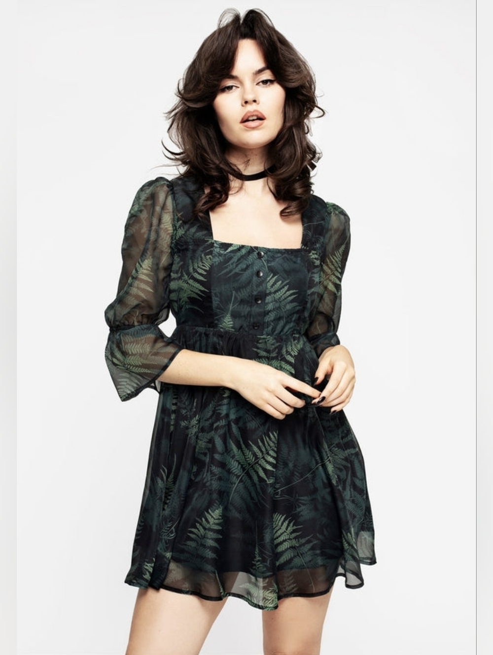 Disturbia Black Chiffon Fern Dress